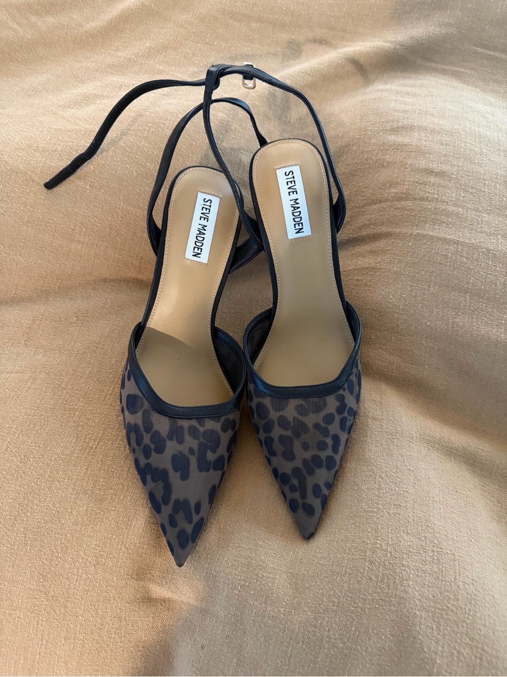 Steve Madden Leopard-Print Pointed Slingback Heels - Black/Tan